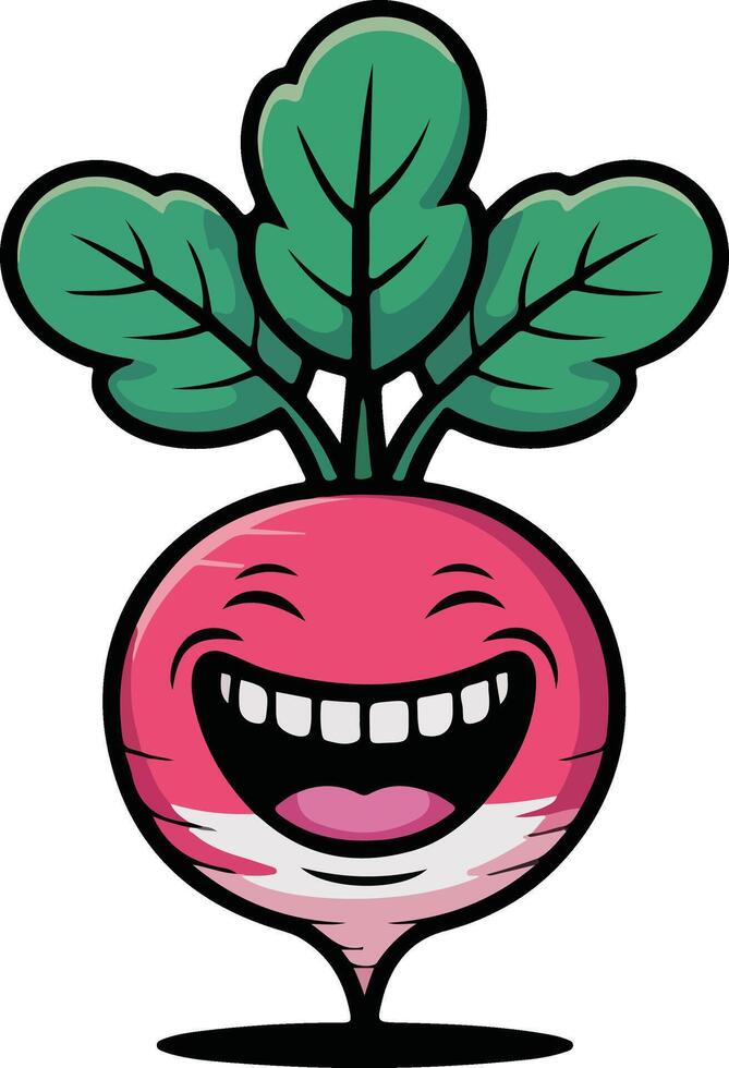 A cartoon radish with a big smile vector