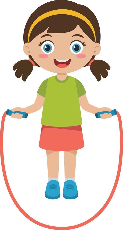 A cartoon girl with skipping rope vector