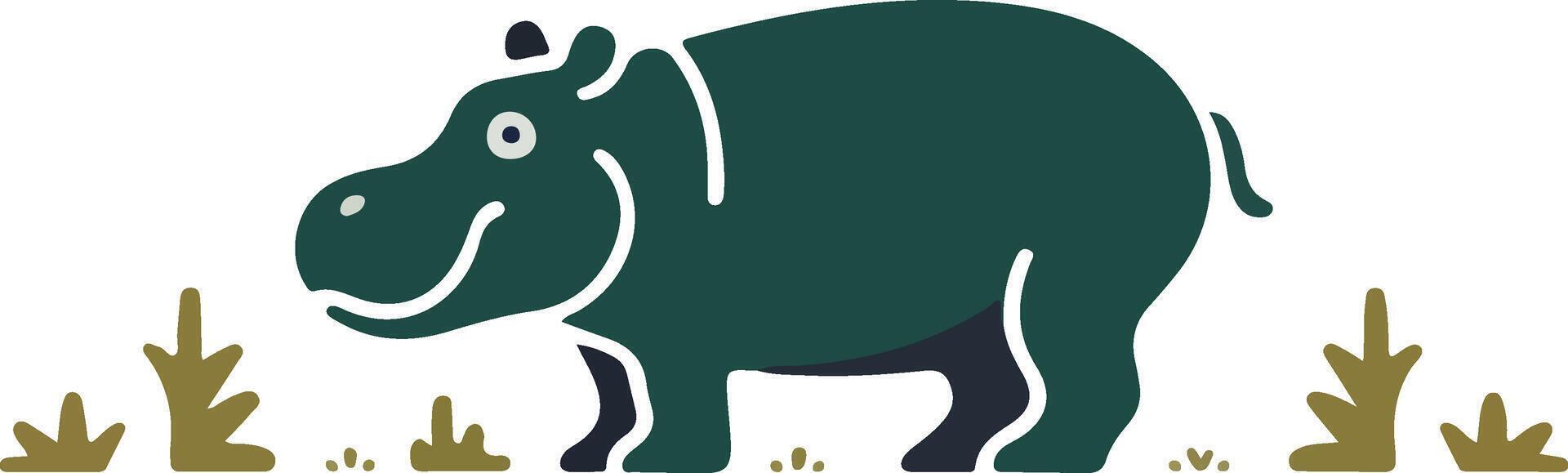 A cartoon hippo standing in the grass vector
