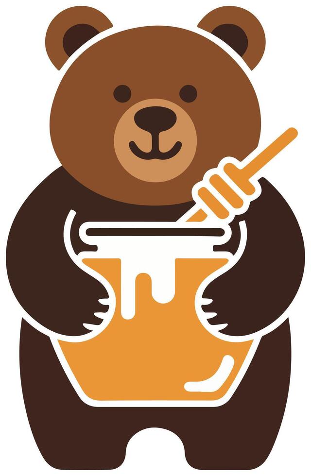 A bear holding a jar of honey and a spoon vector