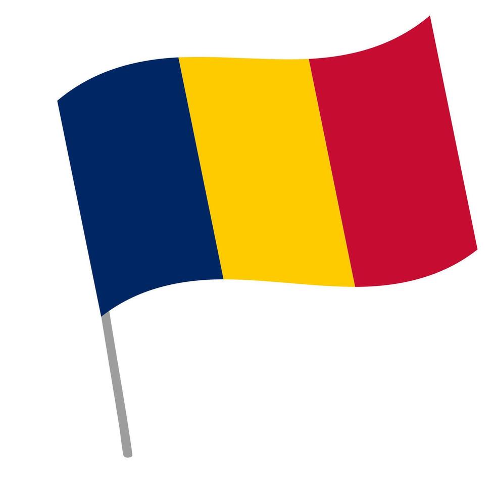 Chad national flag flutters with flagpole vector