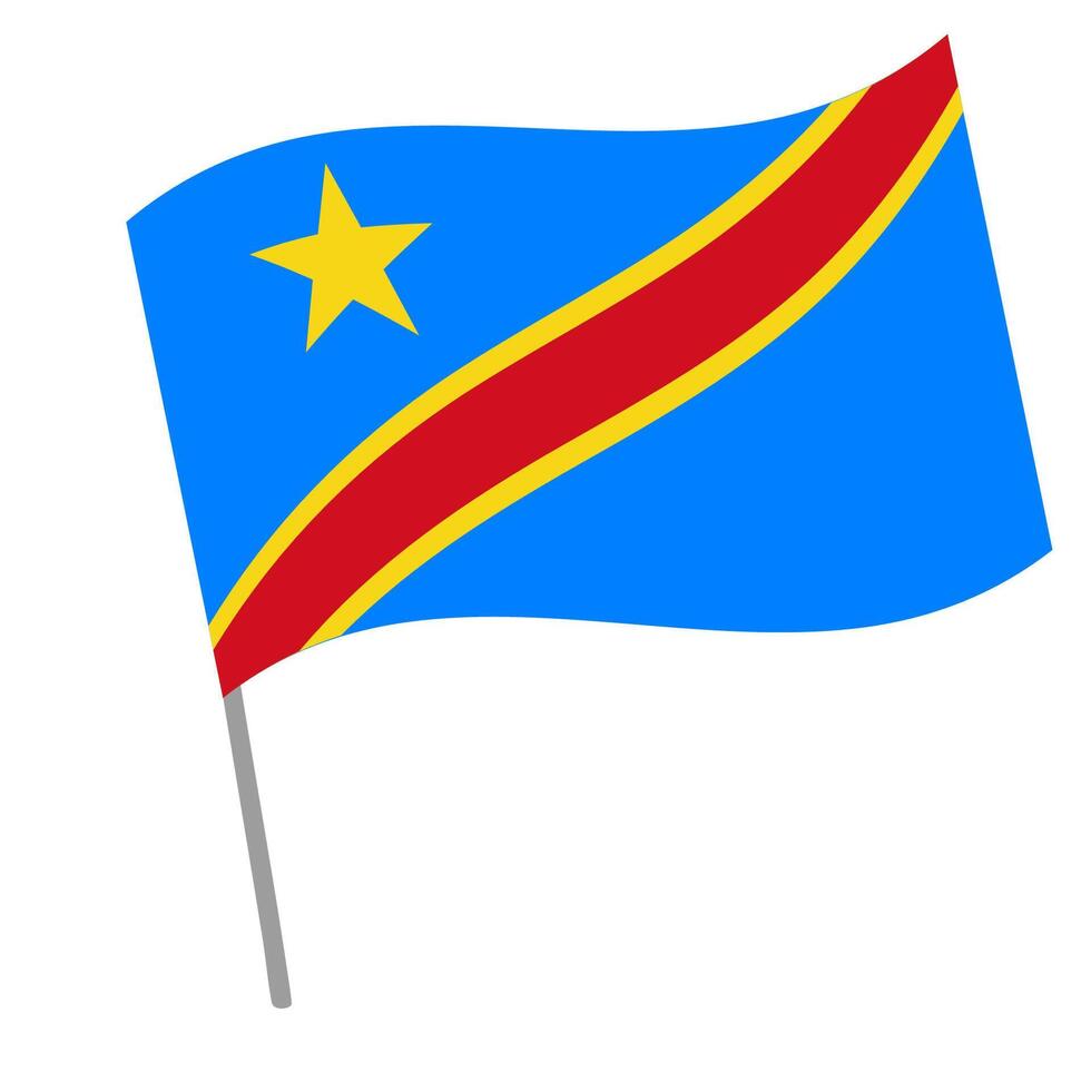 Congo Democratic Republic national flag flutters with flagpole vector