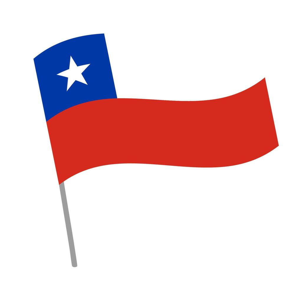 Chile national flag flutters with flagpole vector
