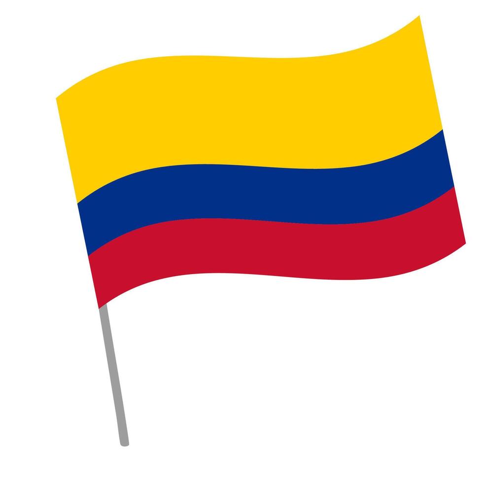 Colombia national flag flutters with flagpole vector