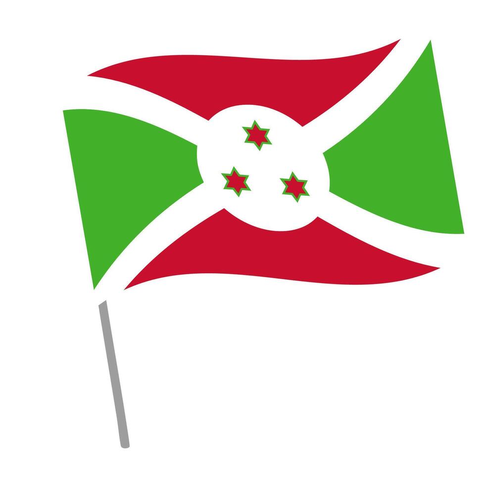 Burundi national flag flutters with flagpole vector