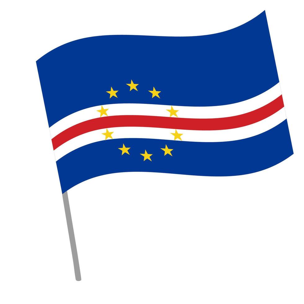 Cape Verde national flag flutters with flagpole vector