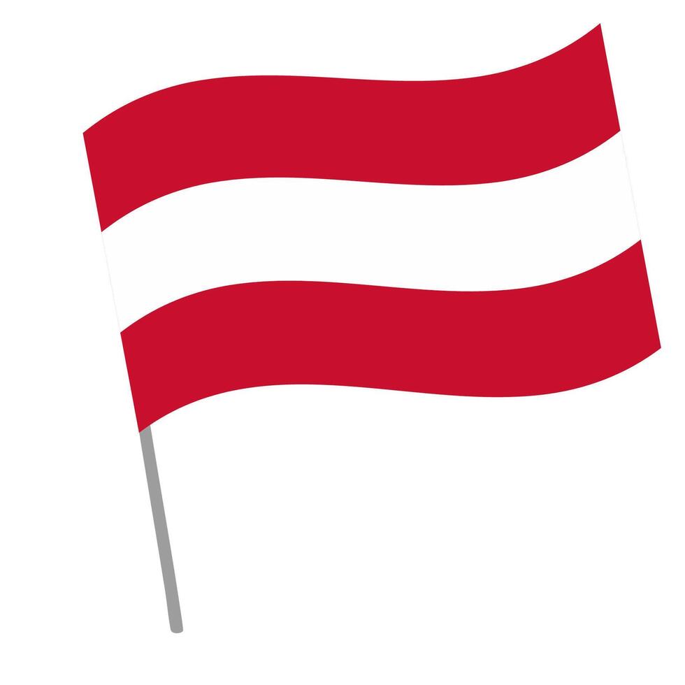 Austria national flag flutters with flagpole vector