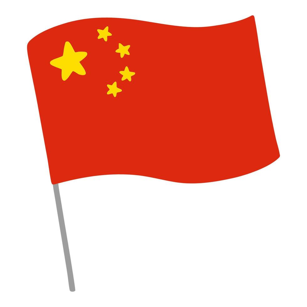 China national flag flutters with flagpole vector