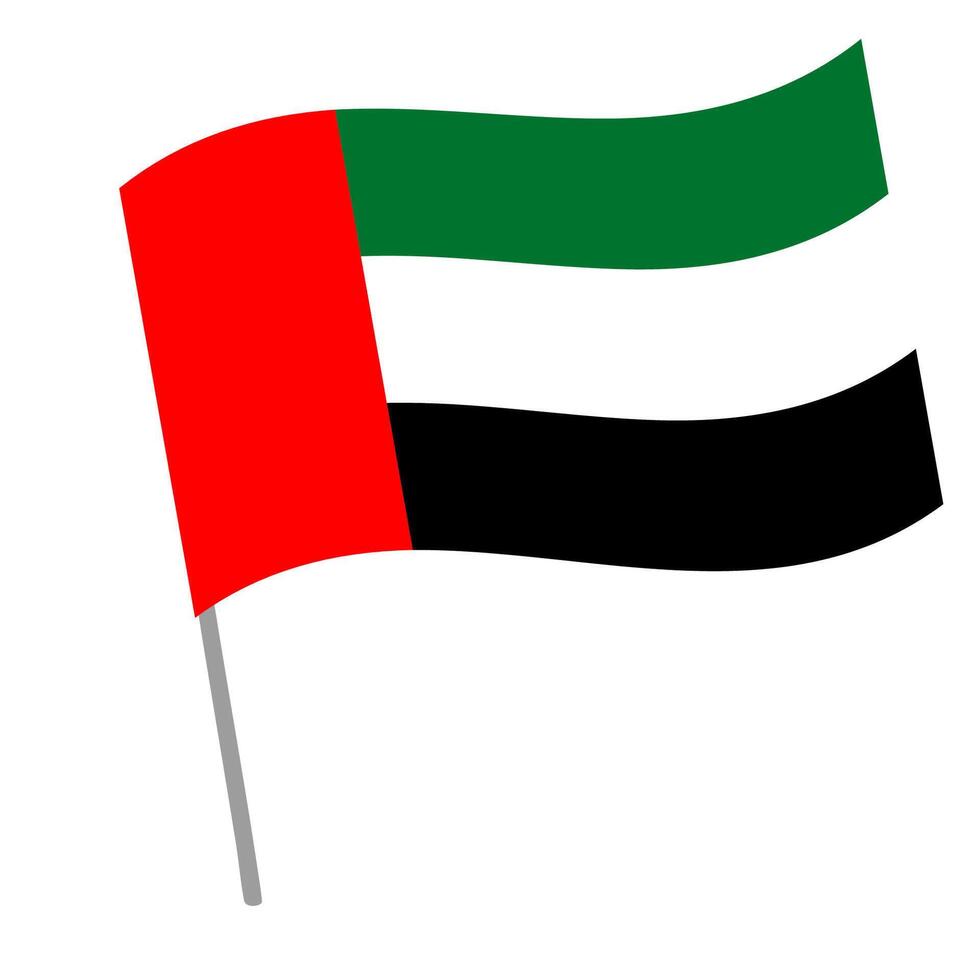 United Arab Emirates national flag flutters with flagpole vector