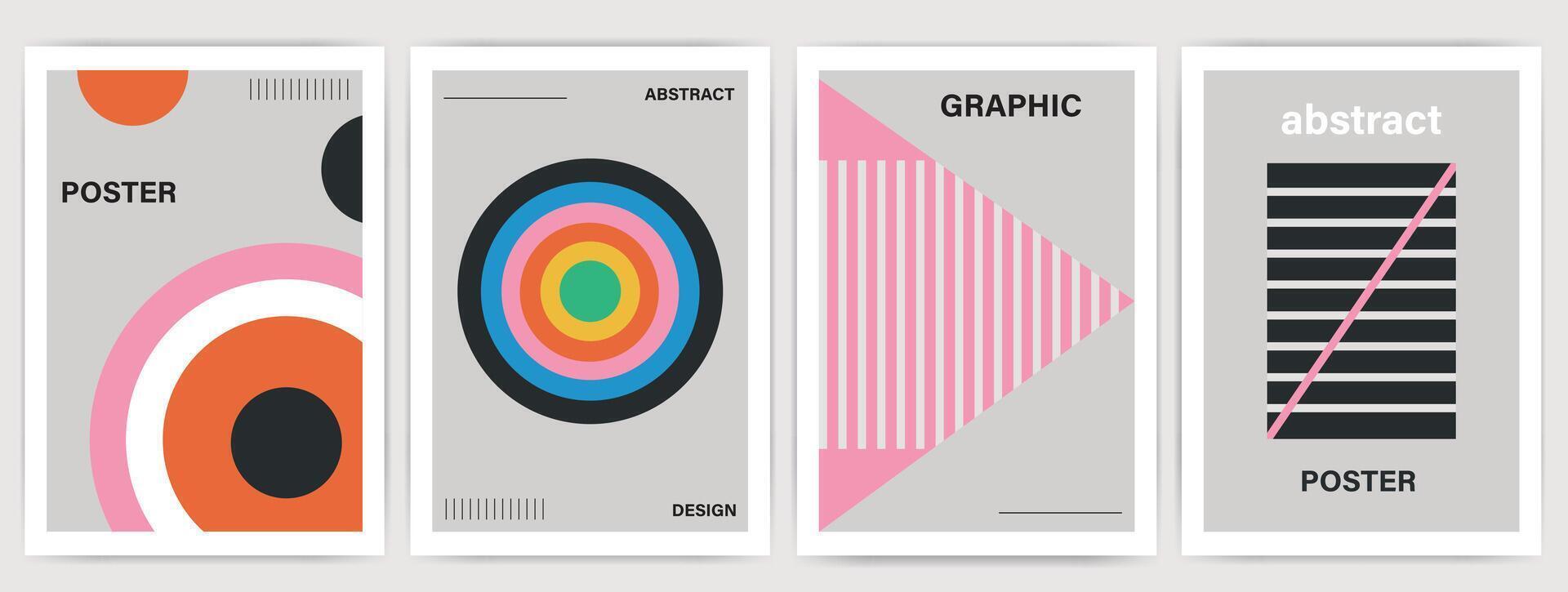 Modern graphic poster background set. Cover template collection in minimalist geometric style. Ideal design for social media, brochure, banner, flyer. vector