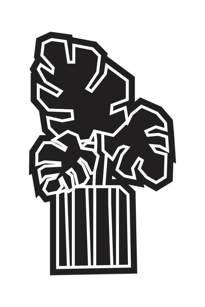 Monstera Leaves in Vertical Pot Black Filled Icon vector