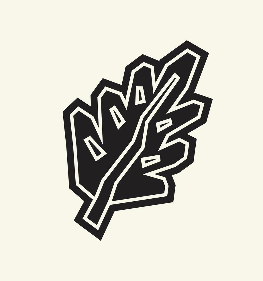 Flat Cutout Style Icon Featuring a Black Filled Leaf vector
