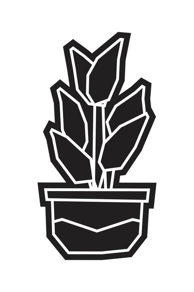 Tropical Houseplant in Pot Black Filled Icon vector