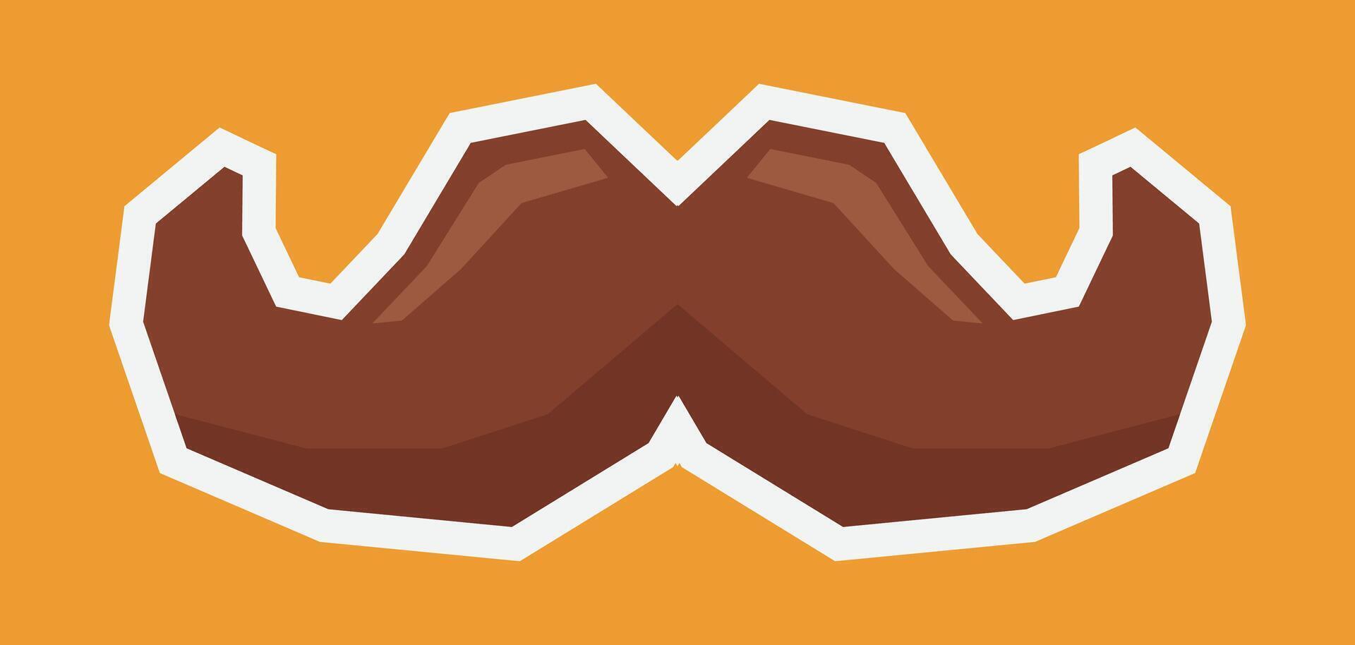 Flat Colour Sticker of A Mustache in Cutout Style vector