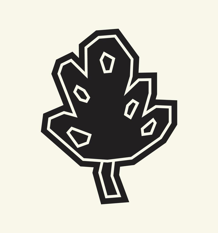 Black Filled Leaf Icon in Clean Cutout Style vector