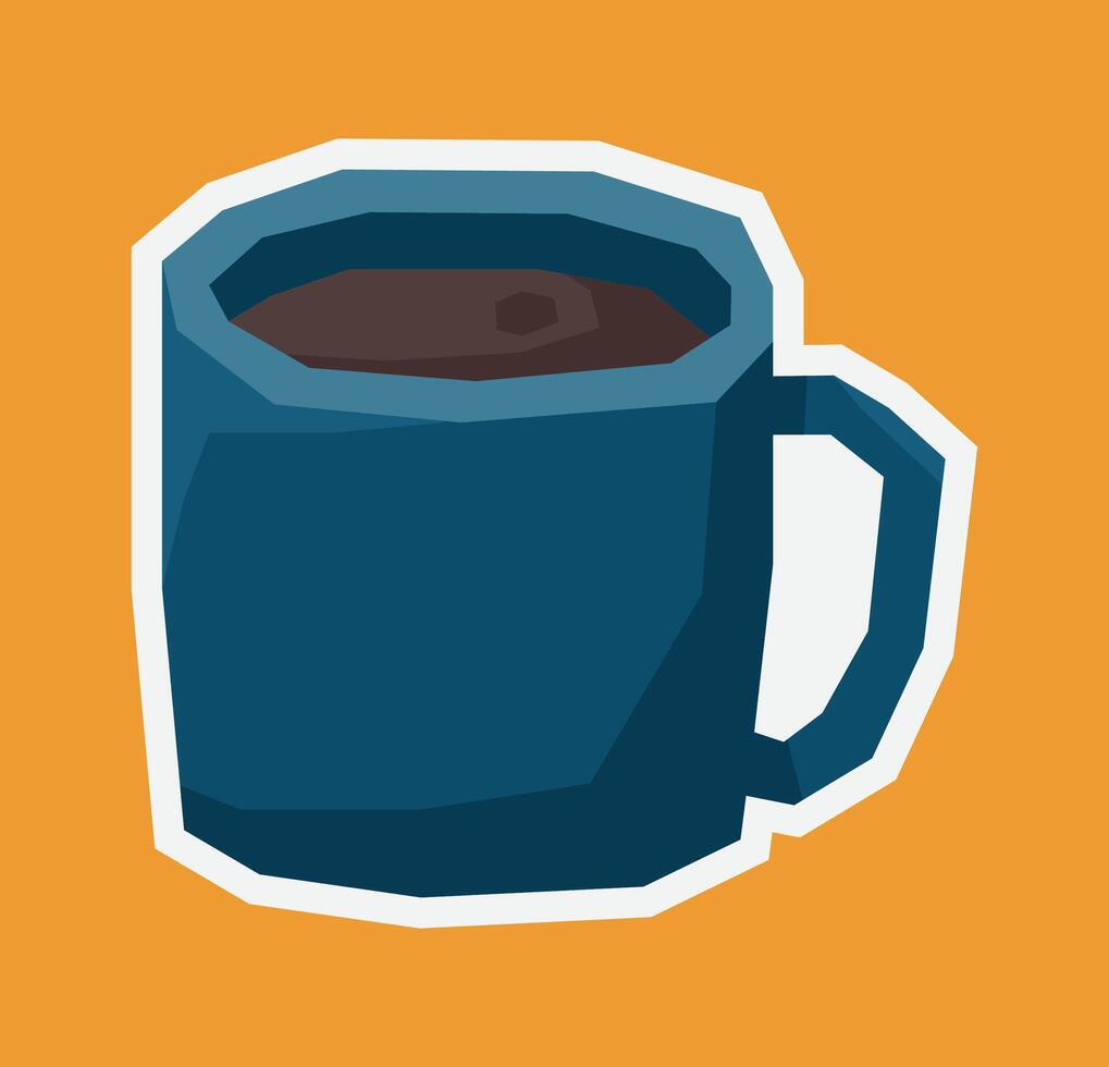 Flat Colour Sticker of A Mug in Cutout Style vector