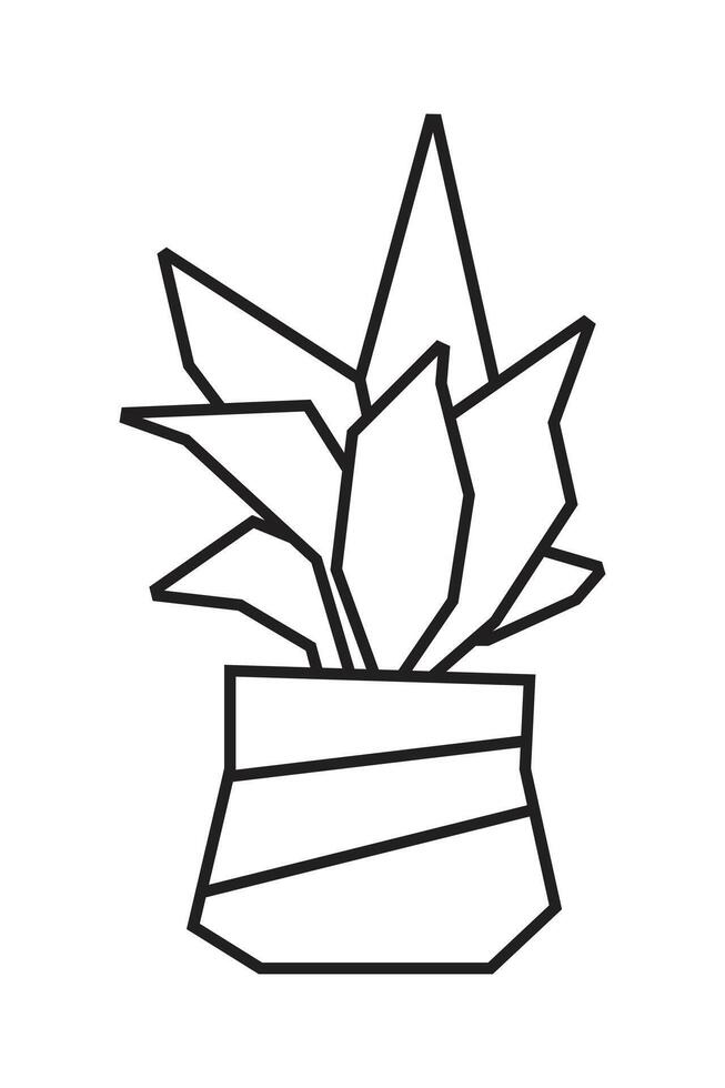 Succulent Plant in Pot Black Line Art Design vector