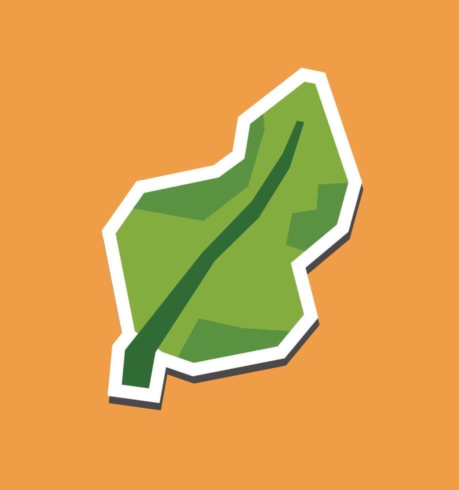 Simple and Cute Flat Color of Green Leaf Sticker with White Line Border in Cutout Style vector