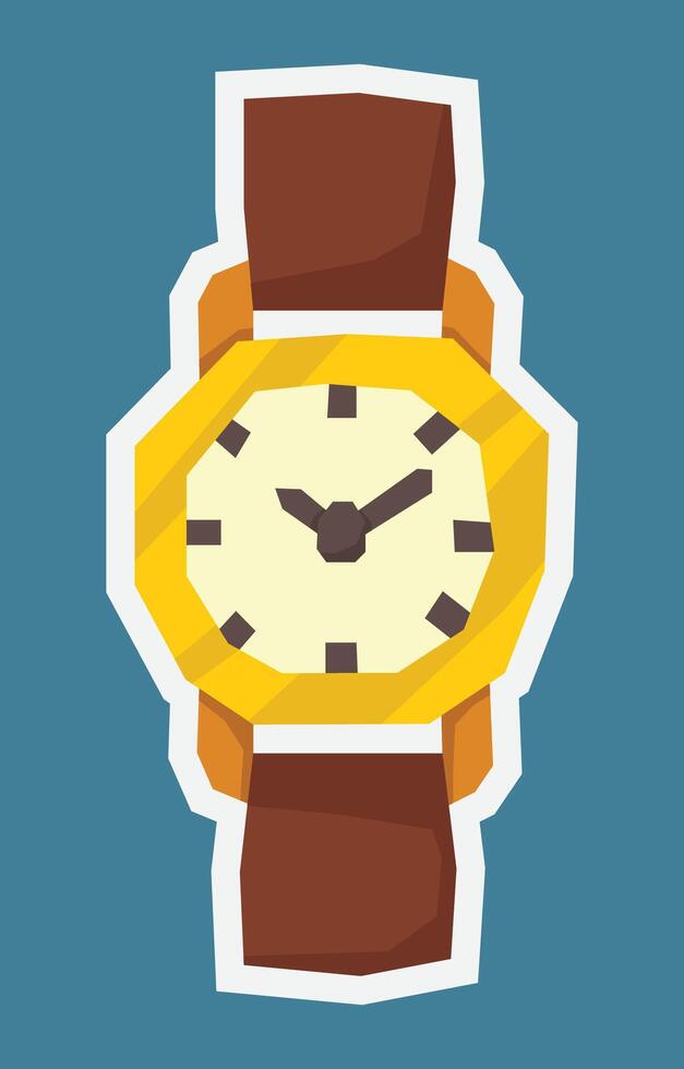 Flat Colour Sticker of A Watch in Cutout Style vector
