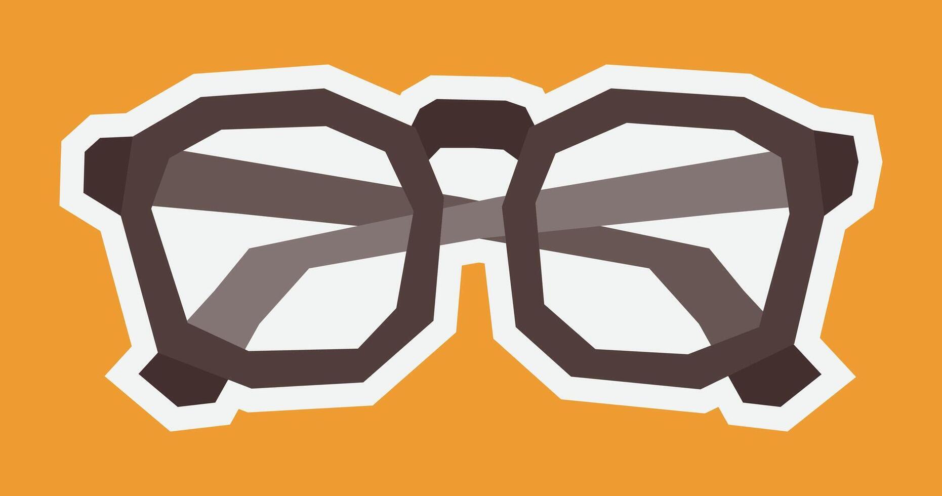 Flat Colour Sticker of A Glasses with Cutout Style vector