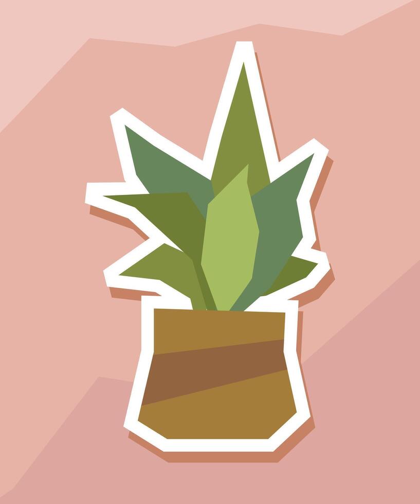 Succulent Plant Sticker in Ceramic Pot with Simple Style vector