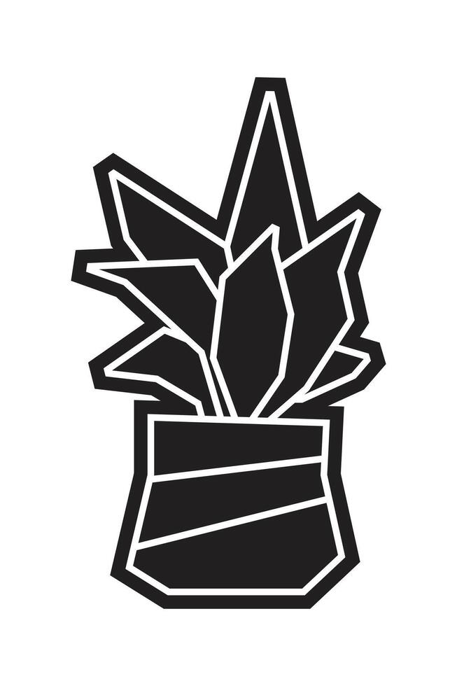 Succulent Plant in Pot Black Filled Icon vector