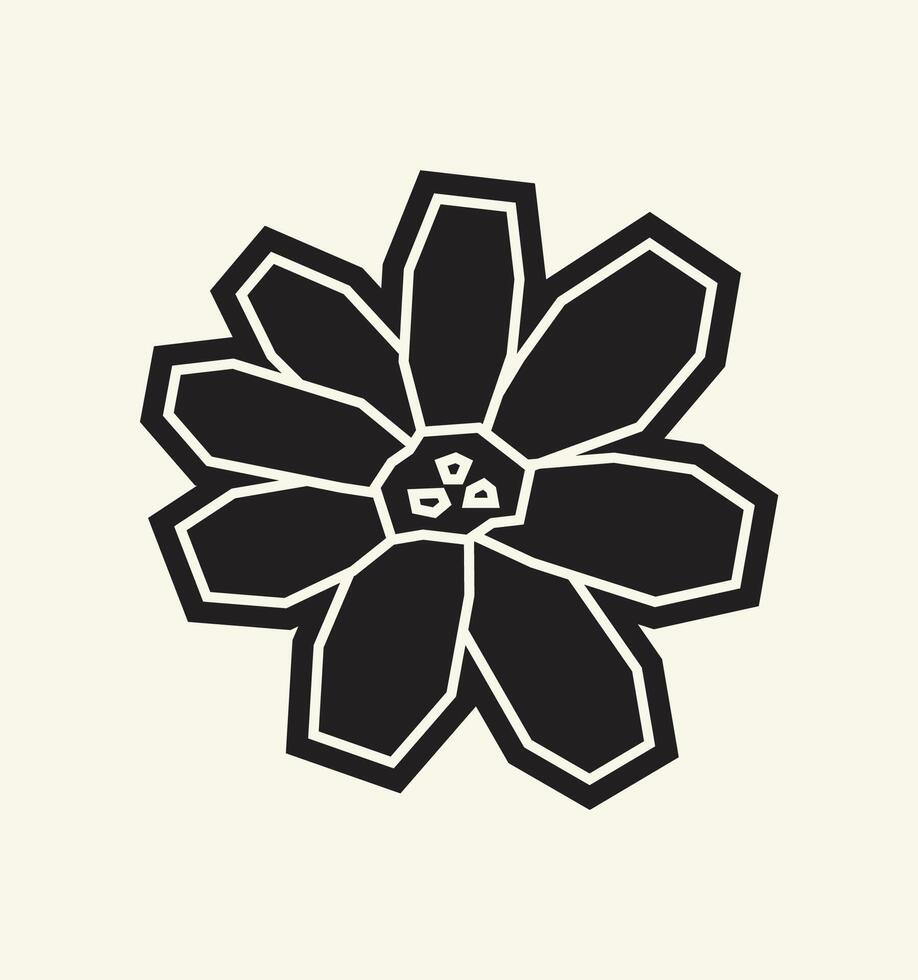 Simple Cutout Icon of a Black Filled Flower vector