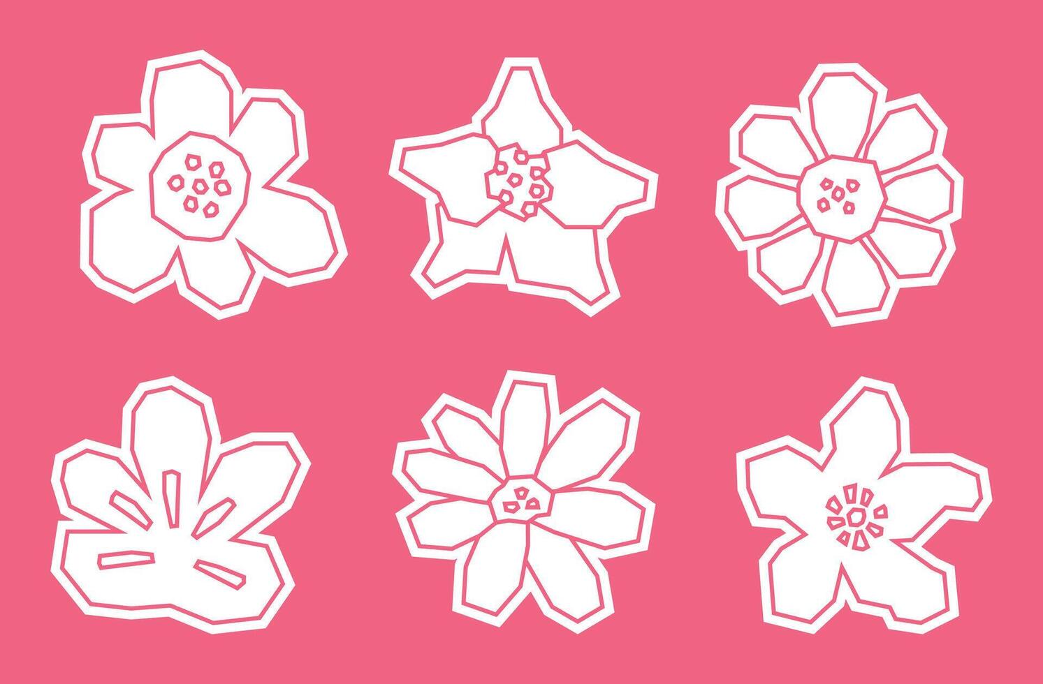 Simple White Filled of Flowers Icon Set in Cutout Style vector