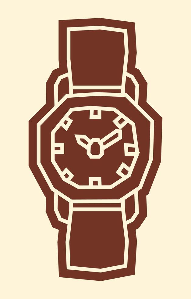Simple One Colour Sticker of A Watch in Cutout Style vector