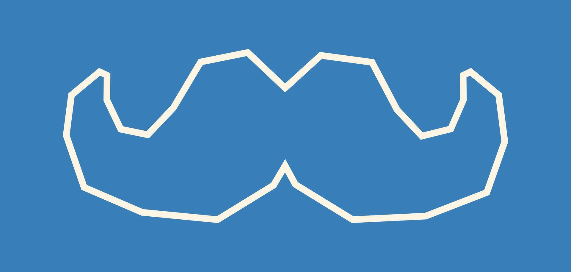 Simple White Outline Mustache Icon in Cutout Style vector