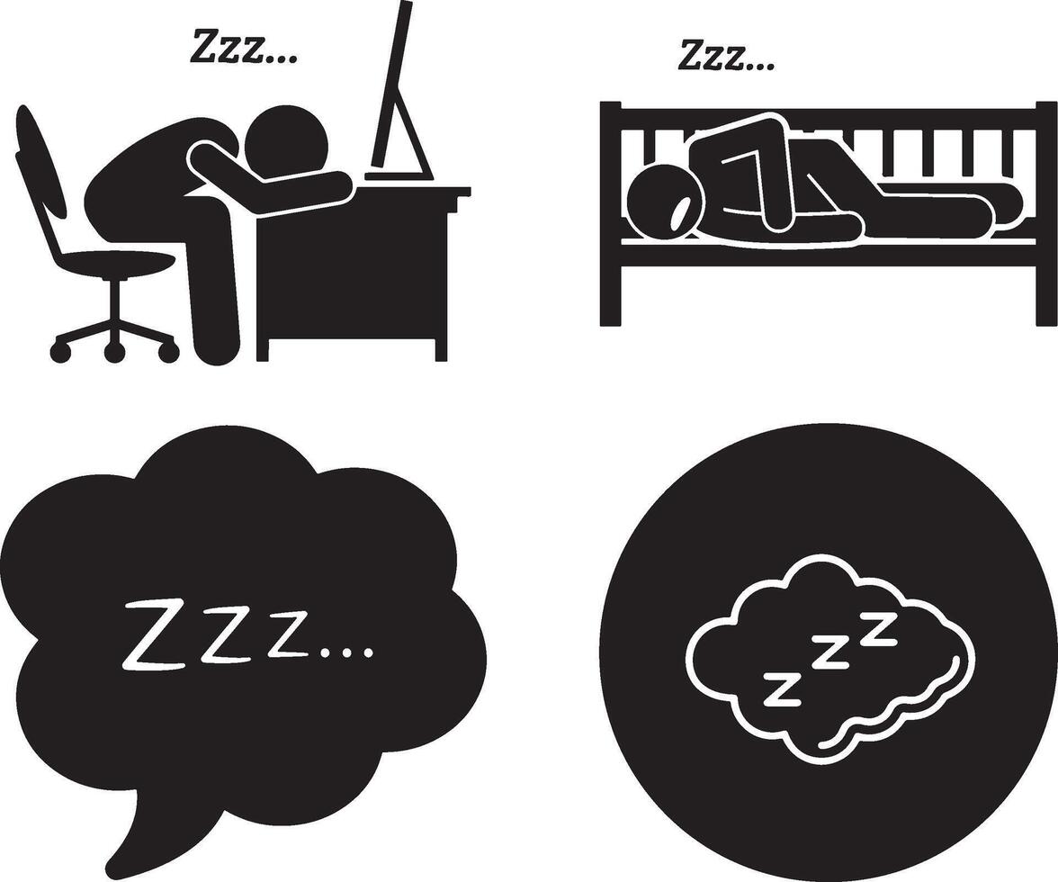 Sleeping symbols, black icons. vector