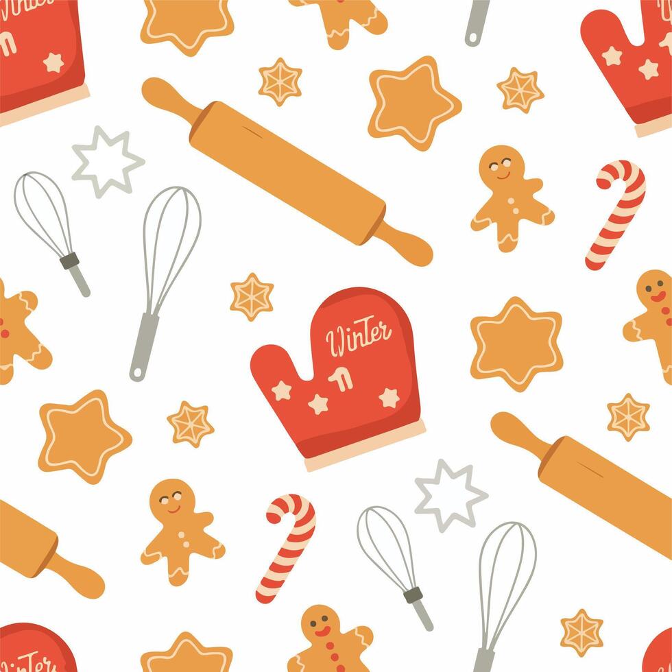 Winter baking pattern background vector