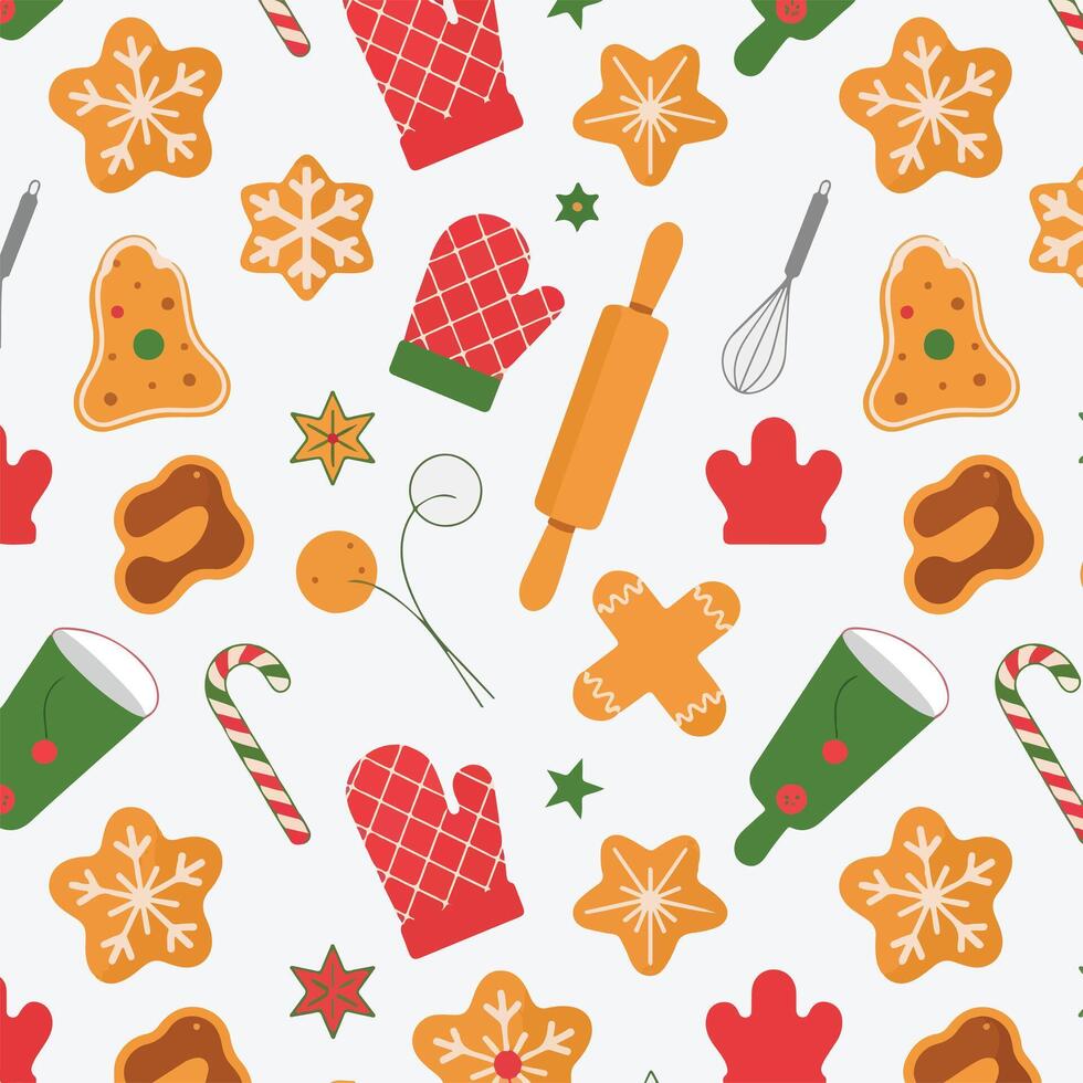 Christmas baking pattern on a white background. vector