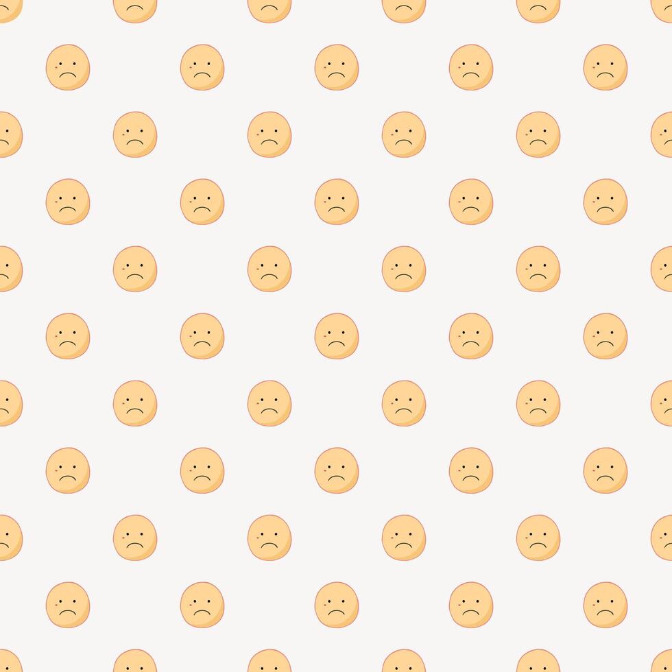 Seamless sad emoticon pattern background. vector
