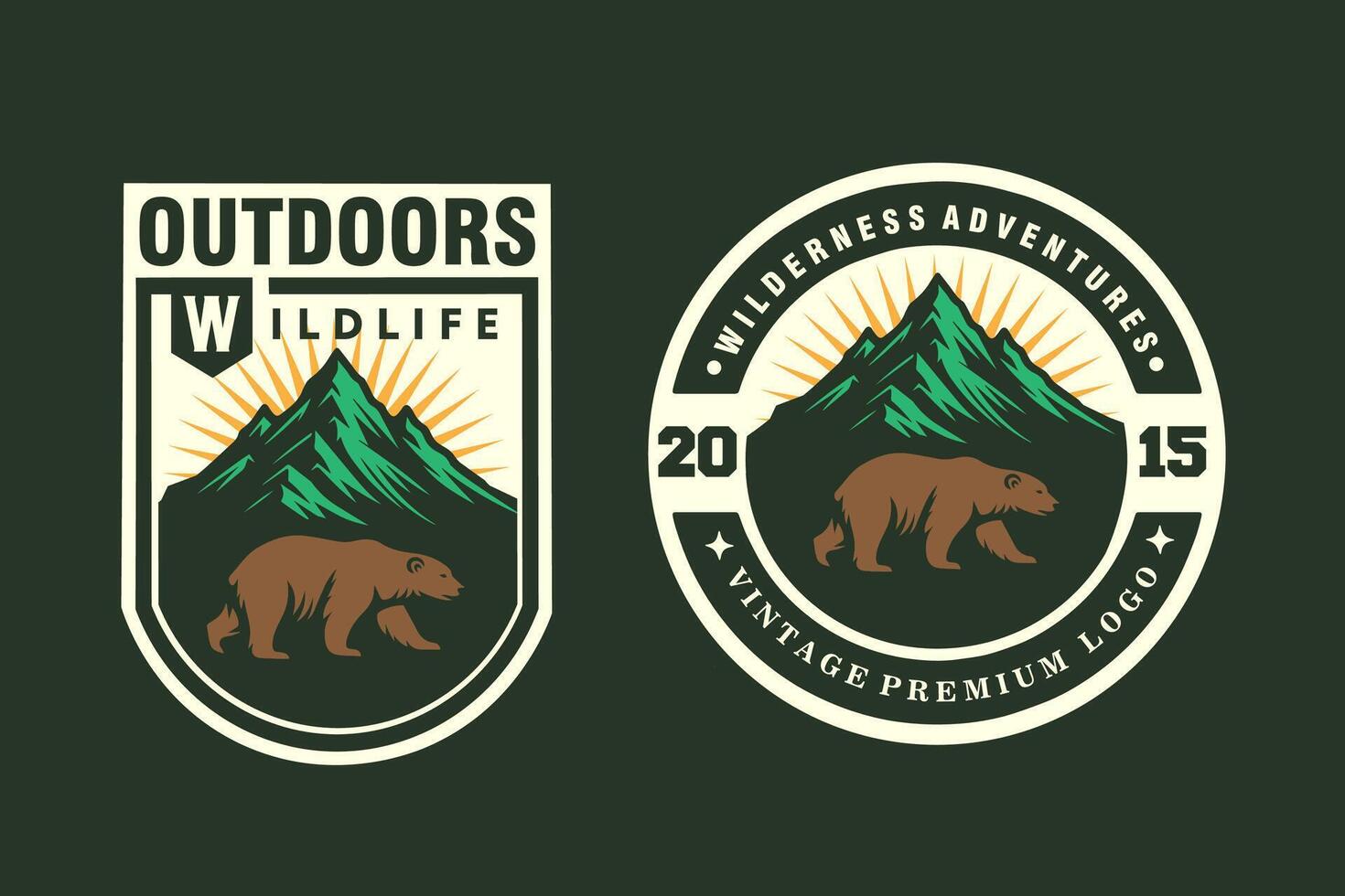 Outdoor Mountain Peak Adventure Wilderness Badge Label Patches Logo Template vector