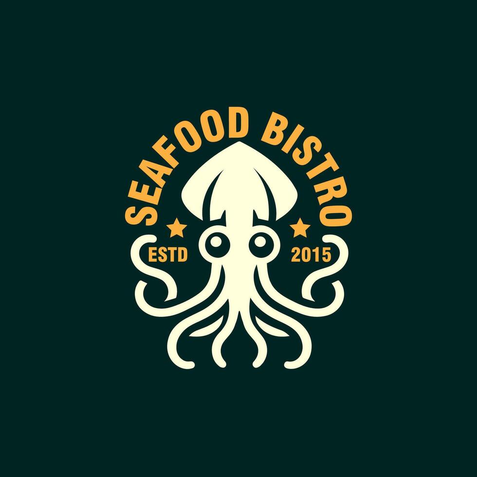 squid seafood badge logo graphic template vector