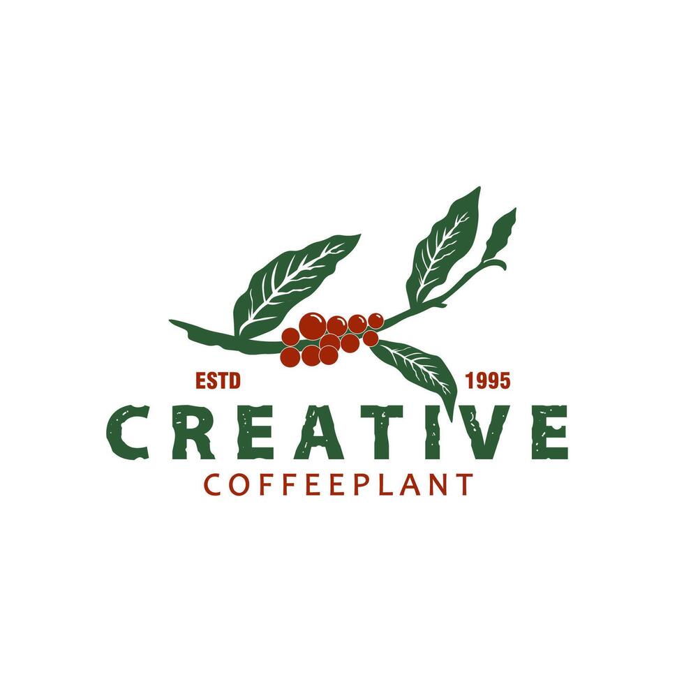Coffee beans logo template for your creative projects and coffee branding. Isolated graphic design template, vintage coffee plant illustration vector