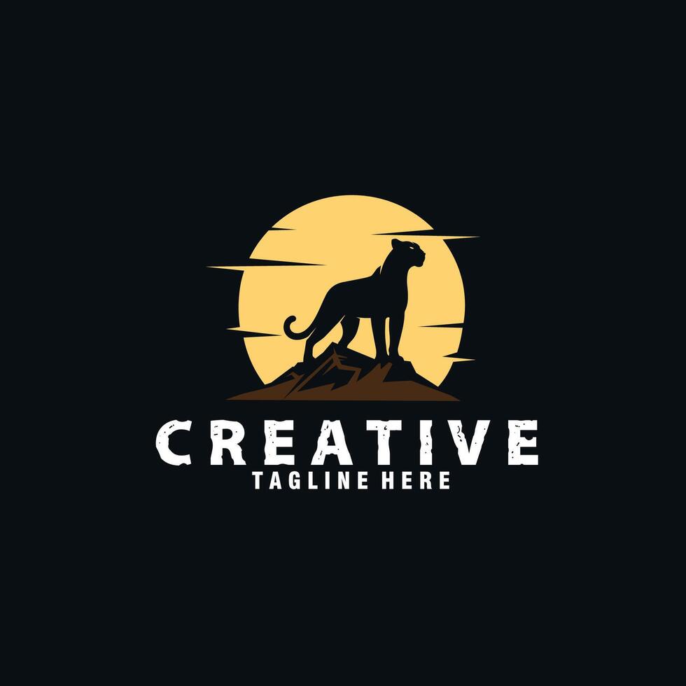 Jaguar Puma Lion Panther silhouette logo design graphic Template vector