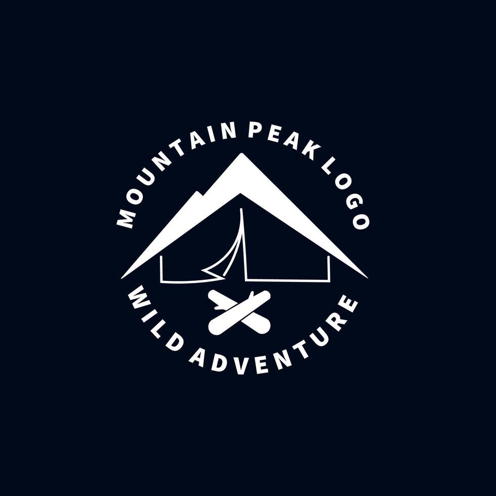 mountain camping linear simple logo graphic template vector