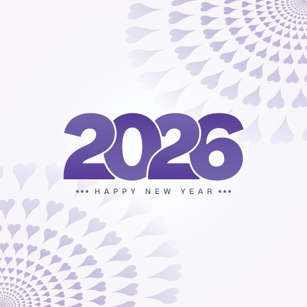 Happy New Year 2026 Wishes Purple Celebration Floral Background Design vector