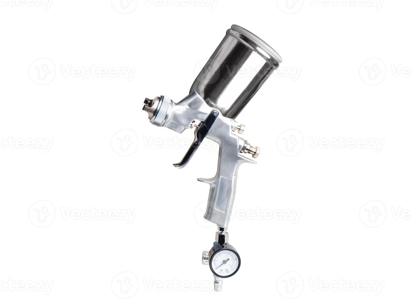 paint gun or spray gun and Air adjusting valve with gauge on white background photo
