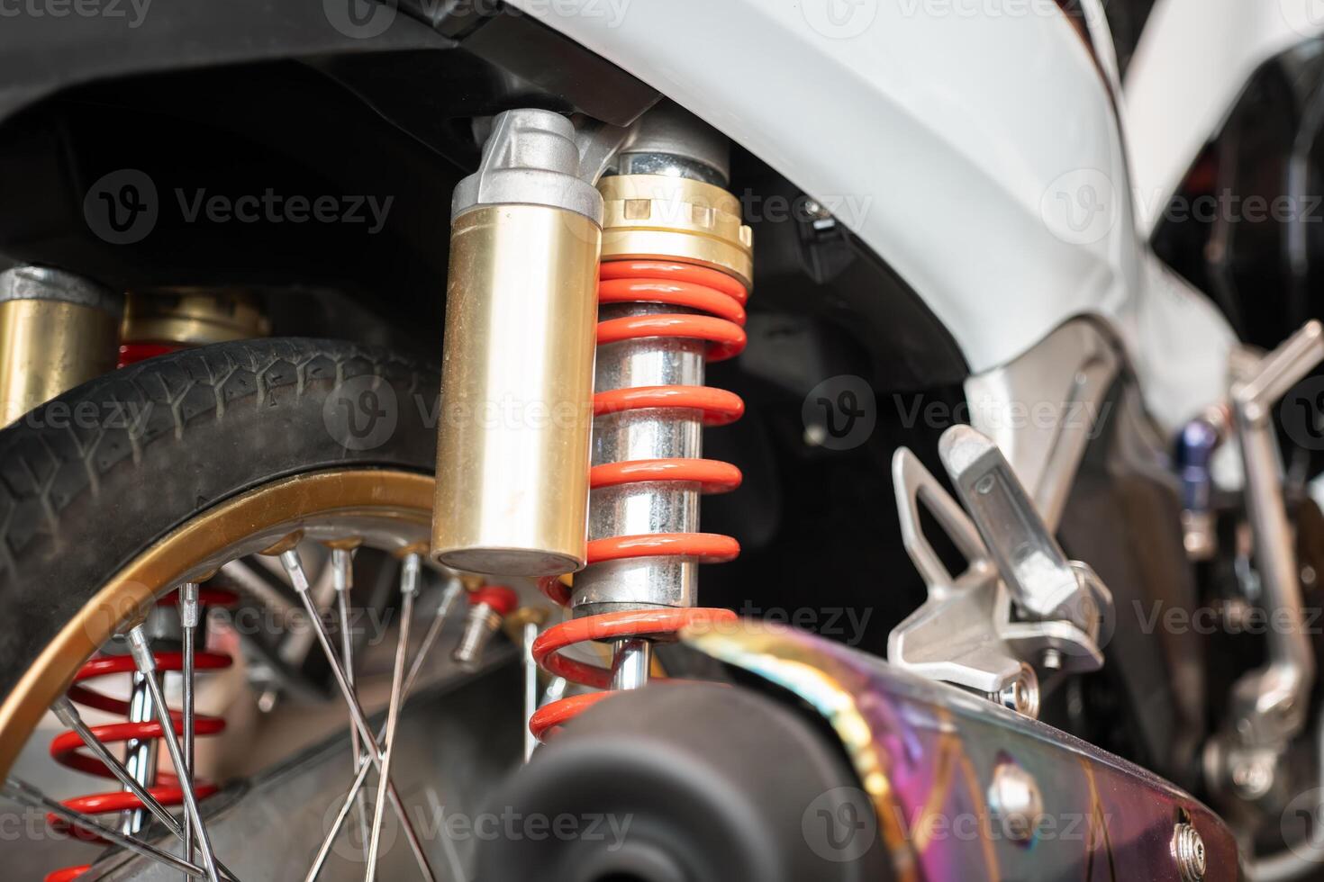 Motorcycle shock absorbers Rear Shock SUB Tank ,Motorcycle repair and maintenance concept photo