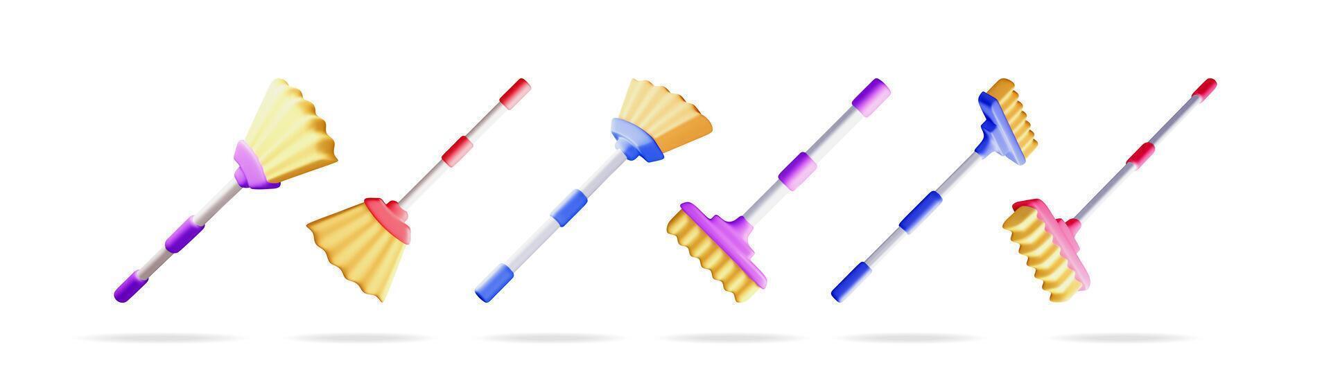 colorful cleaning tools vector