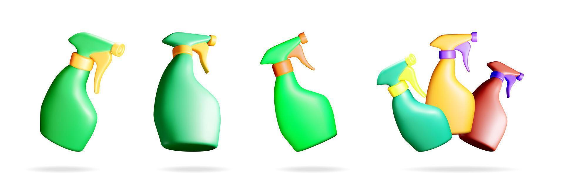 Colorful cleaning spray bottles vector