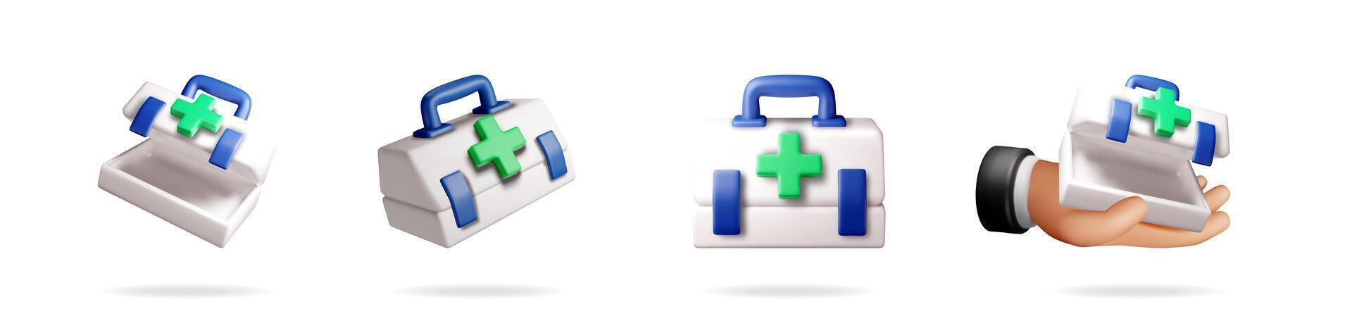 First aid kit box with green cross vector