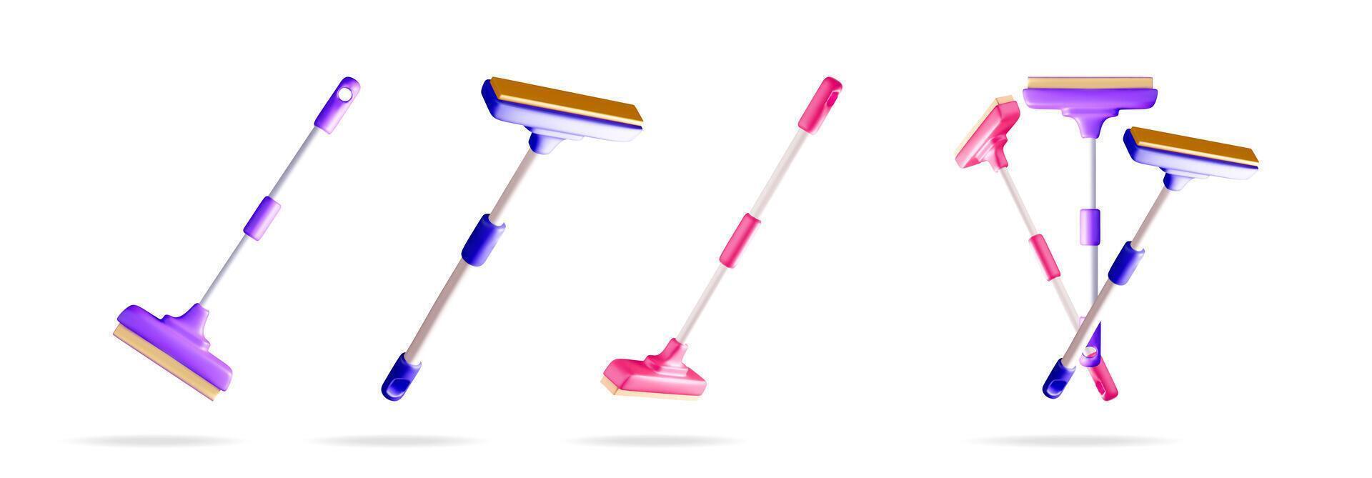Three dimensional set for cleaning window or glass vector