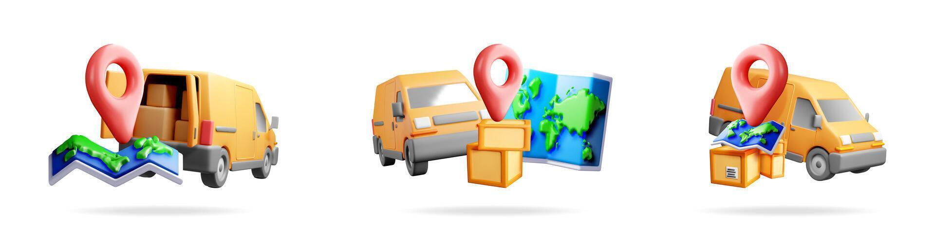 Logistics delivery icons with vehicles vector