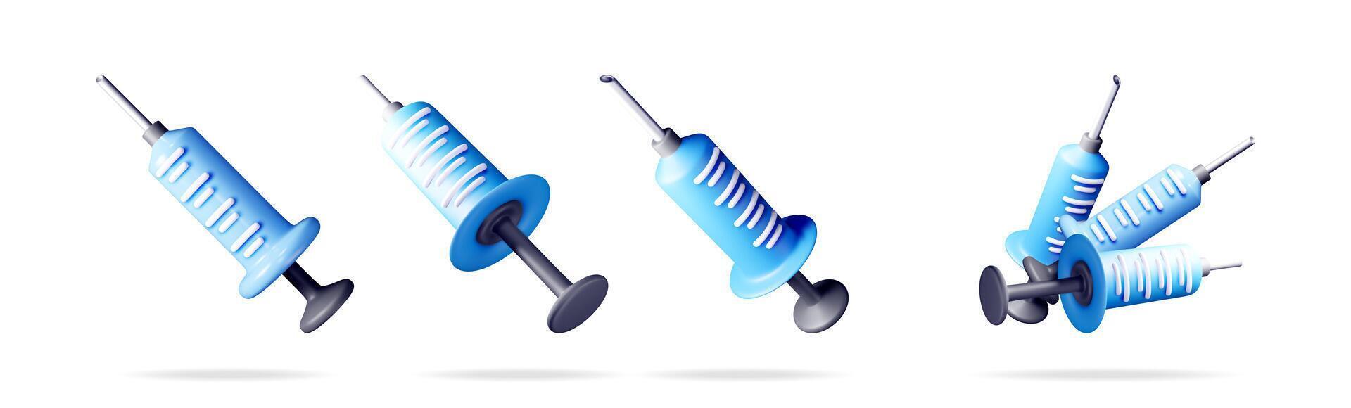 Blue medical syringe or injector set vector