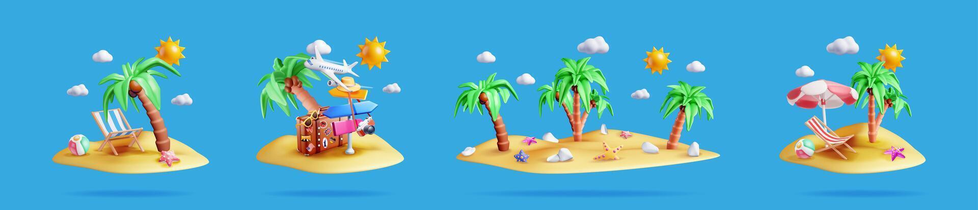 Summer beach and tropical island vacation vector