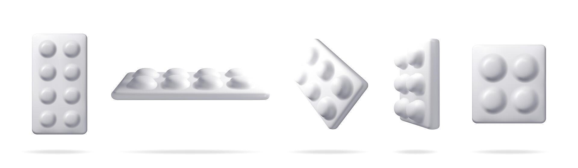 White medical blister packs with pills or vitamins vector